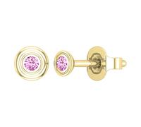 Dazzlingrock Collection Round Pink Sapphire Bezel Set Solitaire Post Stud Earrings for Her in 18K Yellow Gold in Push Back