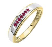 DazzlingRock Collection Round Ruby Seven Stone Men's Wedding Band in 18K Yellow Gold Plated Sterling Silver Size 12
