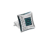 Dazzlingrock Collection Round White/Blue/Black Diamond Kite Shape Micro Pave Hip Hop Iced Out Stud (1Pc Only) in 925 Sterling Silver, Unisex Design Mens Real Diamond Earring, Screw Back, Natural Blue