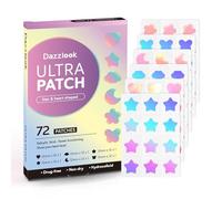 Dazzlook Star Acne Patch with Salicylic Acid, Hydrocolloid Blackhead Stickers, Mixed Shapes, Iridescent Colours, Pack of 72, Modern Plasters for Removal
