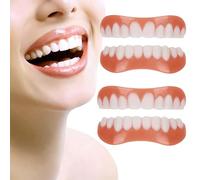 Dazzluxe Adjustable Snap on Dentures, 2 Pairs Comfort Fit Upper And Lower False Teeth Veneers, Temporary Cosmetic Fake Teeth for Men Women Regain Confident Smile