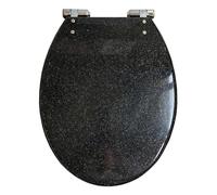 Dazzluxe Glitter Round Toilet Seat, 16.5" Quiet No Slamming Toilet Cover with Slow Close Toilet Lid, Quick Release for Easy Clean, Safe Resin Non-Slip Toilet Seats,Black