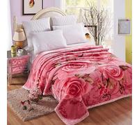 Dazzluxe Warm Winter Fleece Throw Blanket 78.7" x 90.5", Korean Heavy Plush Flower Pattern Blankets, 2-Ply Reversible Soft Raschel Pink Rose Throws for Autumn Winter Bedding