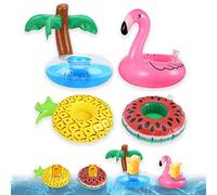 Dazzroi 4Pcs Inflatable Drink Holder Float, Cute Cup Coasters Pool Drink Floats, Blow up Cup Holder Accessories for Kids Adult Pool Beach Party