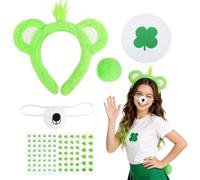 Dazzroi 5Pcs Cute Bear Costume Accessories, Bear Fancy Dress kit with Furry Bears Ears Headband Nose Tail Stickers, Adorable Animal Cosplay Set for World Book Day Carnival Birthday Party