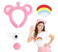 Dazzroi 5Pcs Cute Bear Costume Accessories, Bear Fancy Dress kit with Furry Bears Ears Headband Nose Tail Stickers, Adorable Animal Cosplay Set for World Book Day Carnival Birthday Party