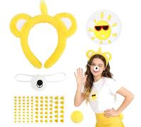 Dazzroi 5Pcs Cute Bear Costume Accessories, Bear Fancy Dress kit with Furry Bears Ears Headband Nose Tail Stickers, Adorable Animal Cosplay Set for World Book Day Carnival Birthday Party