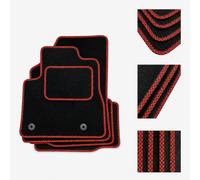 DB Bespoke - Car Floor Mats For BMW Mini Cooper (3 Door) (F66) (2024-2026) - Car Mats - Black Carpet - Red Check Trim - Anti Slip - Non Slip - Granulated Backing - 4 Piece Set - No Clips