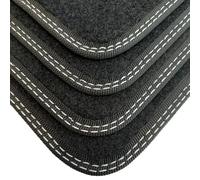 DB Bespoke Car Mats - For Honda Civic (2017-2022) - Tailored Floor Mats - White Double Stitch Trim - Black Carpet - Anti-Slip Backing - 4 Piece Set - 4 Clips