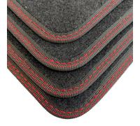 DB Bespoke Car Mats - For Jaguar XE (2014-2020) - Tailored Floor Mats - Red Double Stitch Trim - Black Carpet - Anti-Slip Backing - 4 Piece Set - 8 Clips