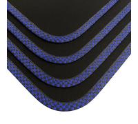 DB Bespoke Car Mats - For Mini Cooper (2015-2025) - F55-5 Door - Tailored Floor Mats - Blue Check Trim - Black Carpet - Anti-Slip Backing - 4 Piece Set - VEL Pads