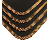 DB Bespoke Car Mats - For Mini Cooper (2015-2025) - F55-5 Door - Tailored Floor Mats - Orange Check Trim - Black Carpet - Anti-Slip Backing - 4 Piece Set - VEL Pads