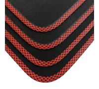 DB Bespoke Car Mats - For Mini Cooper (2015-2025) - F55-5 Door - Tailored Floor Mats - Red Check Trim - Black Carpet - Anti-Slip Backing - 4 Piece Set - VEL Pads