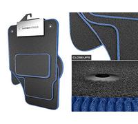 DB Bespoke Tailor Fitted Car Mats - 4 Piece - Compatible with Renault (2005-2009) Clio MK3 Vehicle Specific Car Mat Set Grey Carpet Blue Trim