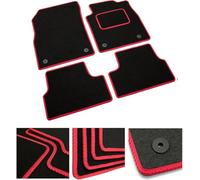 DB Bespoke - Tailored Car Mats - Compatible with Ford Fusion (Manual) 2002-2012 - Black Carpet - Non-Slip Carpet Mat - 4 Piece Floor Mats with 2 Clips - Red Trim