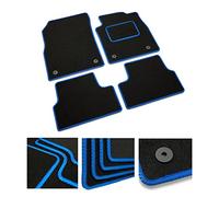 DB Bespoke - Tailored Car Mats - Compatible with Renault Trafic Van 2001-2020 - Black Carpet - Non-Slip Carpet Mat - 1 pc Complete Car Floor Mats with 8 clips - Black with Blue Trim
