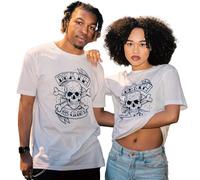 DB DEADBEAT Death or Glory Skull Motif Screen Printed Eco-Friendly Unisex White T-Shirt for Men, Women and Teens XL/White/Cotton