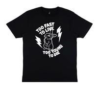 DB DEADBEAT Too Fast to Live Motif Screen Printed Eco-Friendly Unisex Black T-Shirt for Men, Women and Teens XS/Black/Cotton