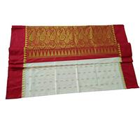 dB DESH BIDESH Women`s Bengal Premium Garad Silk Saree With Blouse Pcs. Original Garadh Bengal Garad Silk Saree Free Size White and Red, White and Red, One size