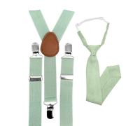 DB Dickie Bow Children's Kids Boys Tie & Braces Set (Sage Green Tie & Eucalyptus Braces) - suitable for formalwear, weddings, parties, pageboy outfits