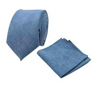 DB Dickie Bow Luxury Cotton Blend Skinny Neck Tie & Pocket Square Set (Peacock Teal Blue) - suitable for formalwear, office, weddings, parties, grooms & groomsmen outfits