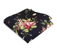 DB Dickie Bow Luxury Cotton Pocket Square (Black Floral) - suitable for formalwear, office, weddings, parties, grooms & groomsmen outfits