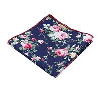 DB Dickie Bow Luxury Cotton Pocket Square (Blue Floral) - suitable for formalwear, office, weddings, parties, grooms & groomsmen outfits