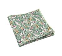 DB Dickie Bow Luxury Cotton Pocket Square (Green, Cream & Yellow Floral)