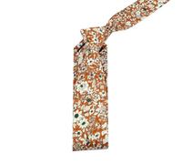DB Dickie Bow Men's Luxury Cotton Skinny Neck Tie (Orange Floral) - suitable for formalwear, office, weddings, parties, grooms & groomsmen outfits