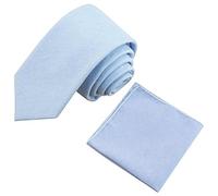 DB Dickie Bow Men's Luxury Cotton Skinny Neck Tie & Pocket Square Set (Pale Blue) - suitable for formalwear, office, weddings, parties, grooms & groomsmen outfits