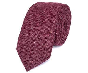DB Dickie Bow Men's Luxury Wool Skinny Neck Tie (Burgundy) - suitable for formalwear, office, weddings, parties, grooms & groomsmen outfits