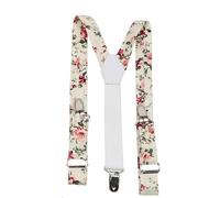 DB Dickie Bow Men's Vintage Braces Adjustable with Heavy Duty Clasps (Cream Floral) - suitable for formalwear, office, weddings, parties, grooms & groomsmen outfits