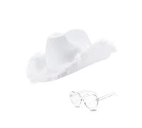 db11 Cowboy Hat Cowgirl Hat with Sequins Rodeo Party Hats with Heart Glasses (White), L