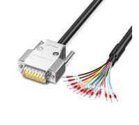 DB15 Male connector to bare wire 3.3ft,24AWG DB15 Male RS232/RS485 15Pin Serial Extension Cable,15-Pin metal Connector with Bare Wire End Cable,All 15 Wires Equipped with Marker Terminal Blocks