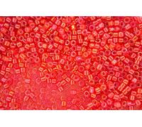 DB1780 7.2g White Lined Flame Red AB Miyuki 11/0 Delica Japanese Seed Beads 1.6mm Cylinder Beading Supplies Jewellery Making Supply