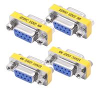 DB9 Gender Changer Coupler RS232 Female to Female Solderless Adapter | 4 pcs in Pack, Mini RS232 Serial Straight Through Gender Converter, D-SUB 9 Pin Connectror for Serial Cable