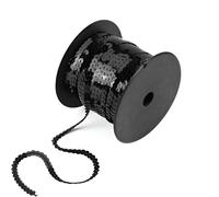 DBAILY 100 Yards Sequin Ribbons, Sequin Ribbon Flat Glitter Ribbon Borders Sequin Ribbons Sequin Trim for DIY Crafts Sewing Jewellery Making Crafts Dress Decorating (Black)