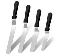 DBAILY 4 Pcs Icing Spatulas, Set of 3 Professional Angled Cake Spatula with 15cm, 20cm, 25cm, 30cmStainless Steel Blade, Thickened Frosting Knife with Plastic Handle for Cake Decorating, Pastry, Bakin