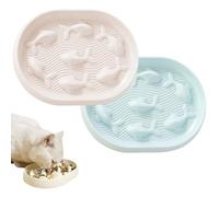 DBAILY Anti-Sling Bowl for Cats, Pack of 2 Feeding Bowls for Slow Eating, Double Cat Bowl in Pastel Colours, Ultra Durable and Easy to Clean, Ideal for All Cat Sizes