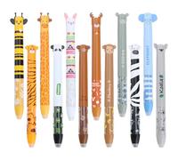 DBAILY Erasable Ballpoint Pens Animal Pattern 0.5mm Two Tone Red Blue Erasable Pens for School Office Supplies (Pack of 12)