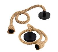 DBAILY Hemp Rope Hanging Lamp, 2pcs Vintage Hight Quality Single Head Hanging Pendant Rope E27 Suspension Weaving Ceiling Light with Screws Country Style for Dining Hall Bar Restaurant Cafe (No Bulb)