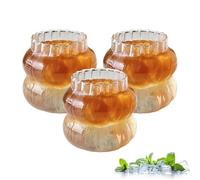 DBAILY Iced Coffee Glasses, Pack of 3, 410 ml Glass, Matcha Glasses, Latte Macchiato Glasses, Aesthetic Design for Home, Cafe & Parties