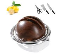 DBAILY Knife Sharpener, 2-Stage Manual Knife Sharpener, Knife Sharpening for Kitchen Knives, Scissors, Straight and Serrated Knives, Professional Knife Sharpener with Suction Cup (Wood Look)