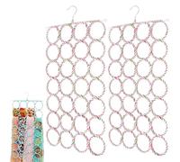 DBAILY Scarf Hanger 2PCS Multiple Purpose Scarves Hanger Clutter 28 Ring Scarf Ties Belts Organizer Shawl Storage Hanging Scarf Hijab Tie Organiser Foldable Scarfs Hanger for Home Bedroom Living Room