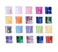 DBAILY Sequin String 20 Rolls * 5 Yards Sequin Trim Beads Sequins Ribbon Paillette Iridescent Spangles for DIY Art Craft Necklace Sewing Clothing Dress Decoration