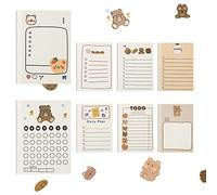 DBALL 8 Pack Self-Stick Notes, 400 Count Colored Mini Sticky Notes Blocks, 7 x 10 cm, Cute Bear Themed Reminders, Planners, Messages for School, Office