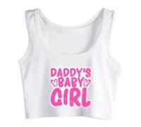 dbary xuda Daddy's Baby Girl Design Sexy Slim Fit Crop Top Sugar Baby BDSM Kinky Submissive Tank Tops Hotwife Naughty Camisole White