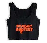 dbary xuda Femboy Hooters Logos (Sticker Pack) Sticker Crop Top Shirt Black