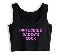 dbary xuda I Love Sucking Daddys Cock DDLG Oral Sexy Crop Top Vest Women Shirt Black