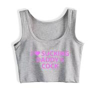 dbary xuda I Love Sucking Daddys Cock DDLG Oral Sexy Crop Top Vest Women Shirt Grey